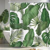 Thumbnail for Forest Green Monstera Shower Curtain