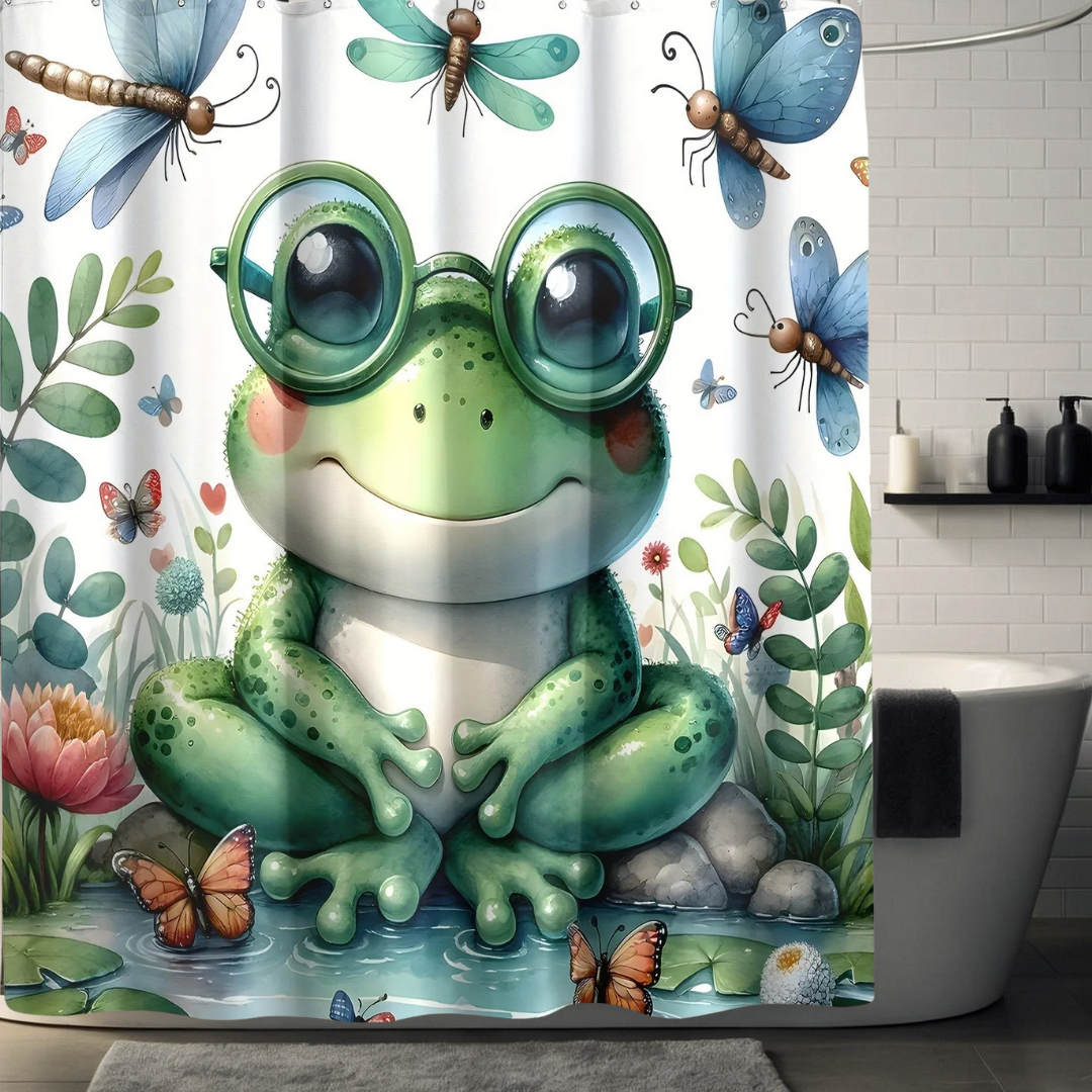 Frog with Glasses Shower Curtain