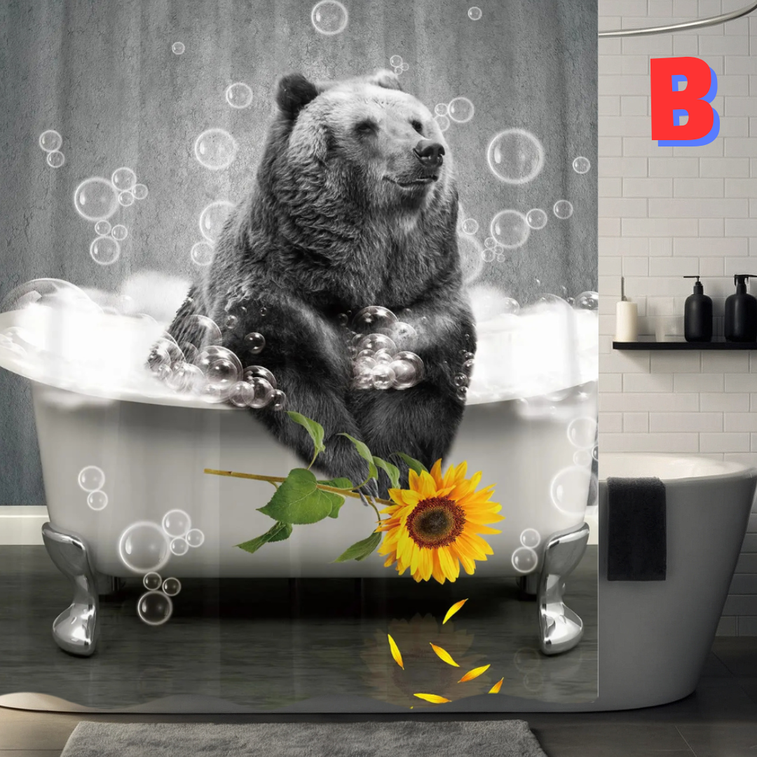 Funny BATHING Bear Shower Curtain