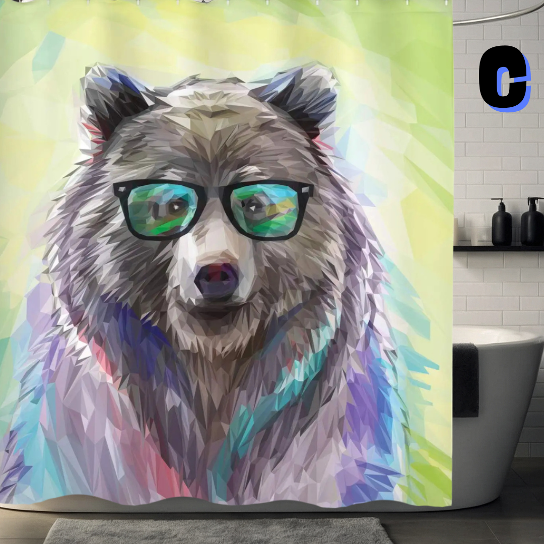 Funny Bear WITH SUNGLASSES Shower Curtain