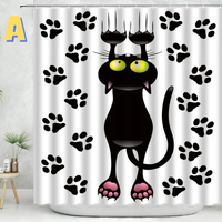 Thumbnail for Funny Black Cat Shower Curtain