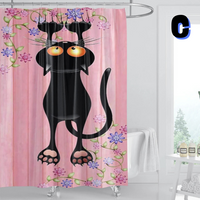Thumbnail for Funny Black Cat salmon Shower Curtain