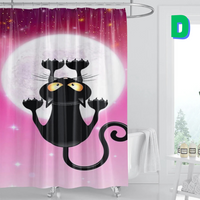 Thumbnail for Funny Black Cat Shower Curtainzs 