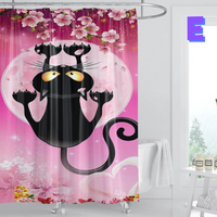 Thumbnail for Funny Black Cat floral Shower Curtain