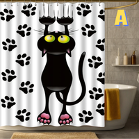 Thumbnail for Funny Black Cat Shower Curtain