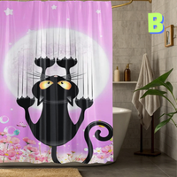 Thumbnail for Funny Black Cat pink Shower Curtain