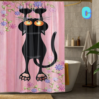 Thumbnail for Funny Black Cat salmon Shower Curtain