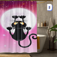 Thumbnail for Funny Black MOON Cat Shower Curtain 