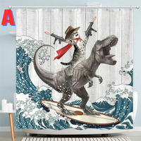 Thumbnail for Funny Cat Dinosaur Shower Curtain