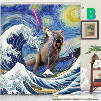 Thumbnail for Funny LASER Cat Dinosaur Shower Curtain