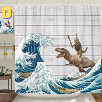 Thumbnail for Funny SWORD Cat Dinosaur Shower Curtain