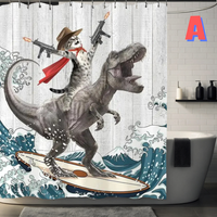 Thumbnail for Funny Cat Dinosaur Shower Curtain