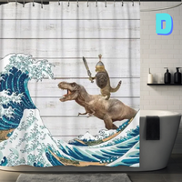 Thumbnail for Funny SWORD Cat Dinosaur Shower Curtain