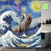 Thumbnail for Funny LASER Cat Dinosaur Shower Curtain