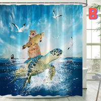 Thumbnail for Funny Cat sea turtle Shower Curtain 
