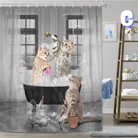 Thumbnail for Funny bathing Cat Shower Curtain 