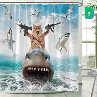 Thumbnail for Funny machine gun Cat Shower Curtain 