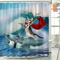 Thumbnail for Funny Cat shark Shower Curtain 