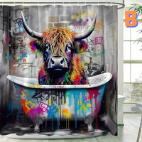 Thumbnail for Funny graffiti Cow Shower Curtain