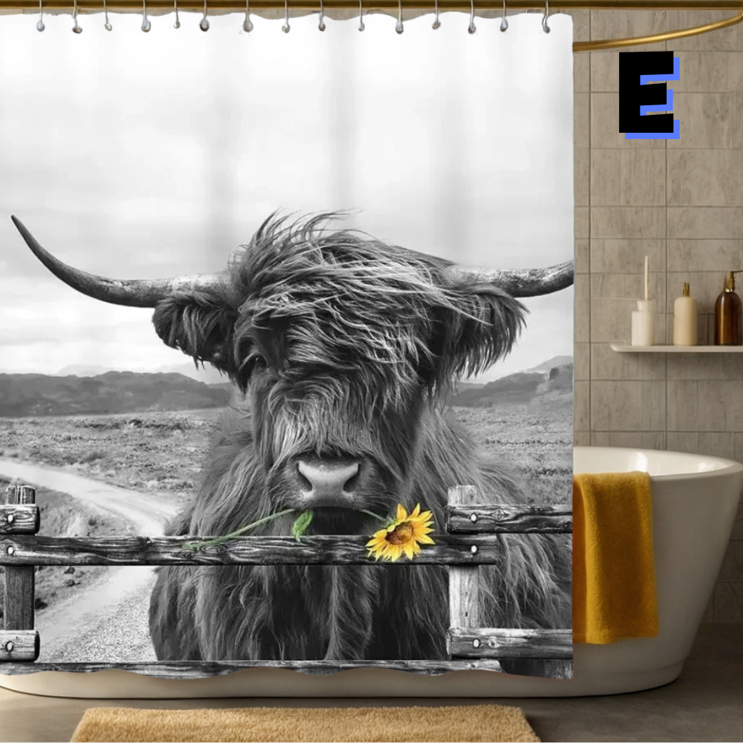 Funny Cow Shower Curtain WITH sunflower