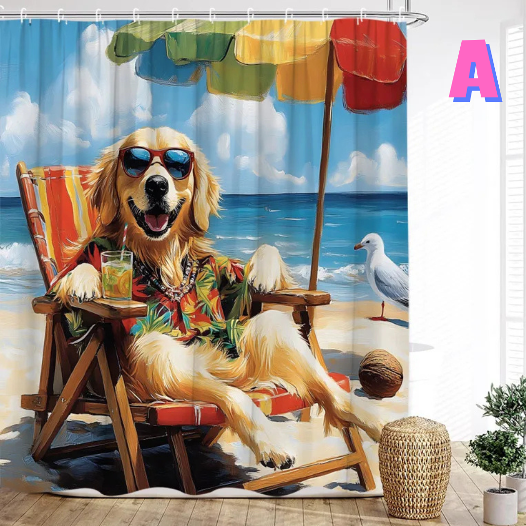 Funny Dog beach Shower Curtain
