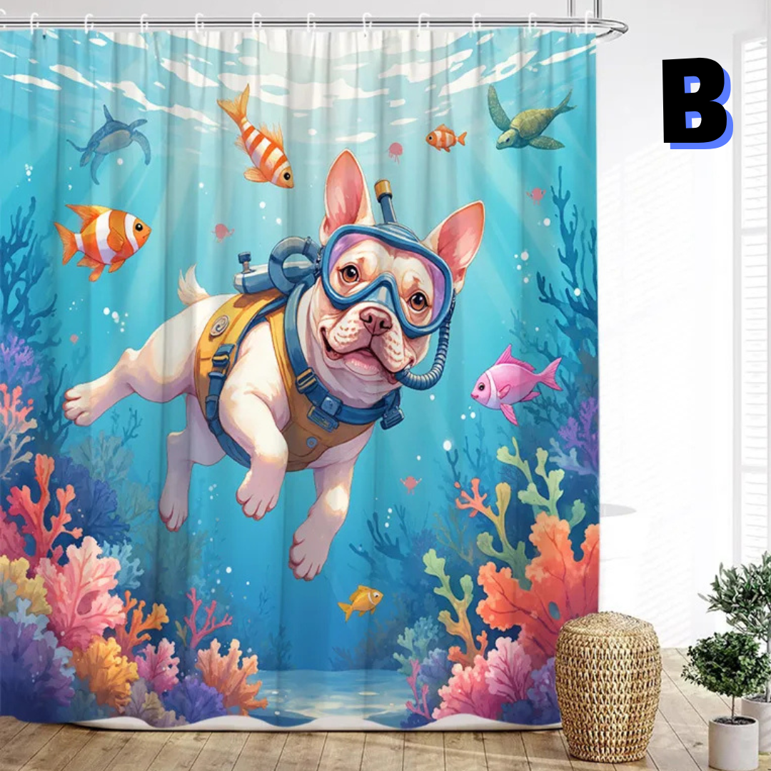 Funny  diving Dog Shower Curtain