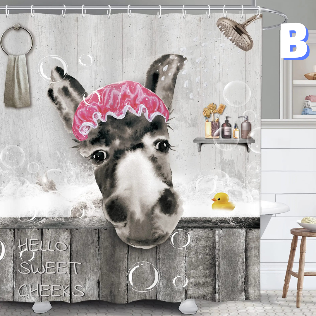 Funny bathing Donkey Shower Curtain