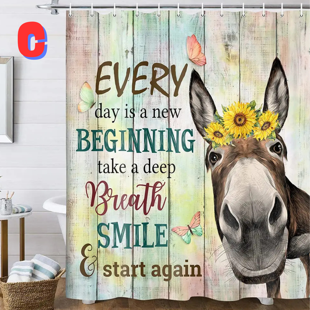 Funny Donkey shiplap Shower Curtain