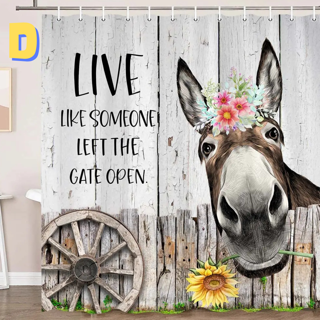 Funny Donkey flower Shower Curtain