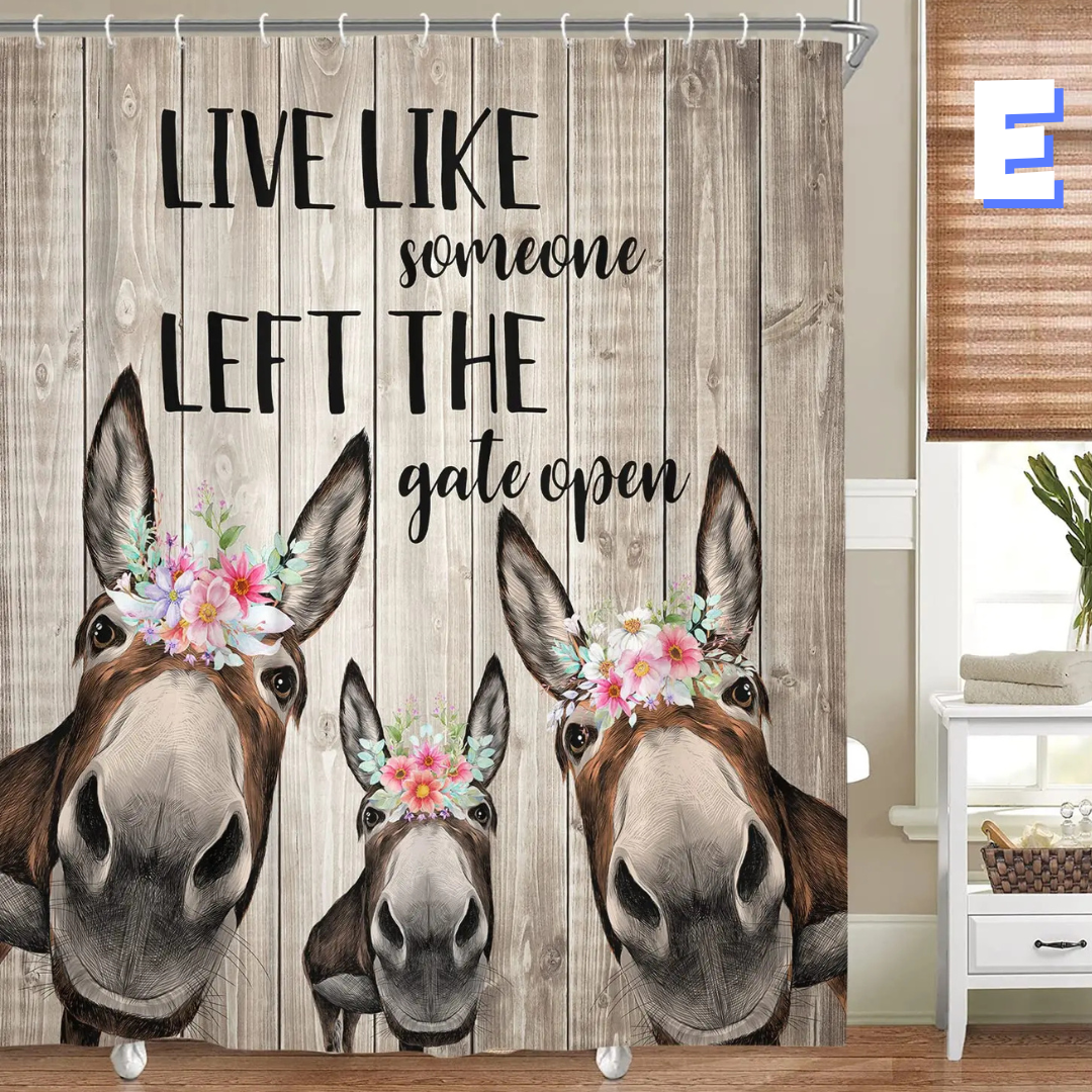 Funny Donkey farmhouse Shower Curtain