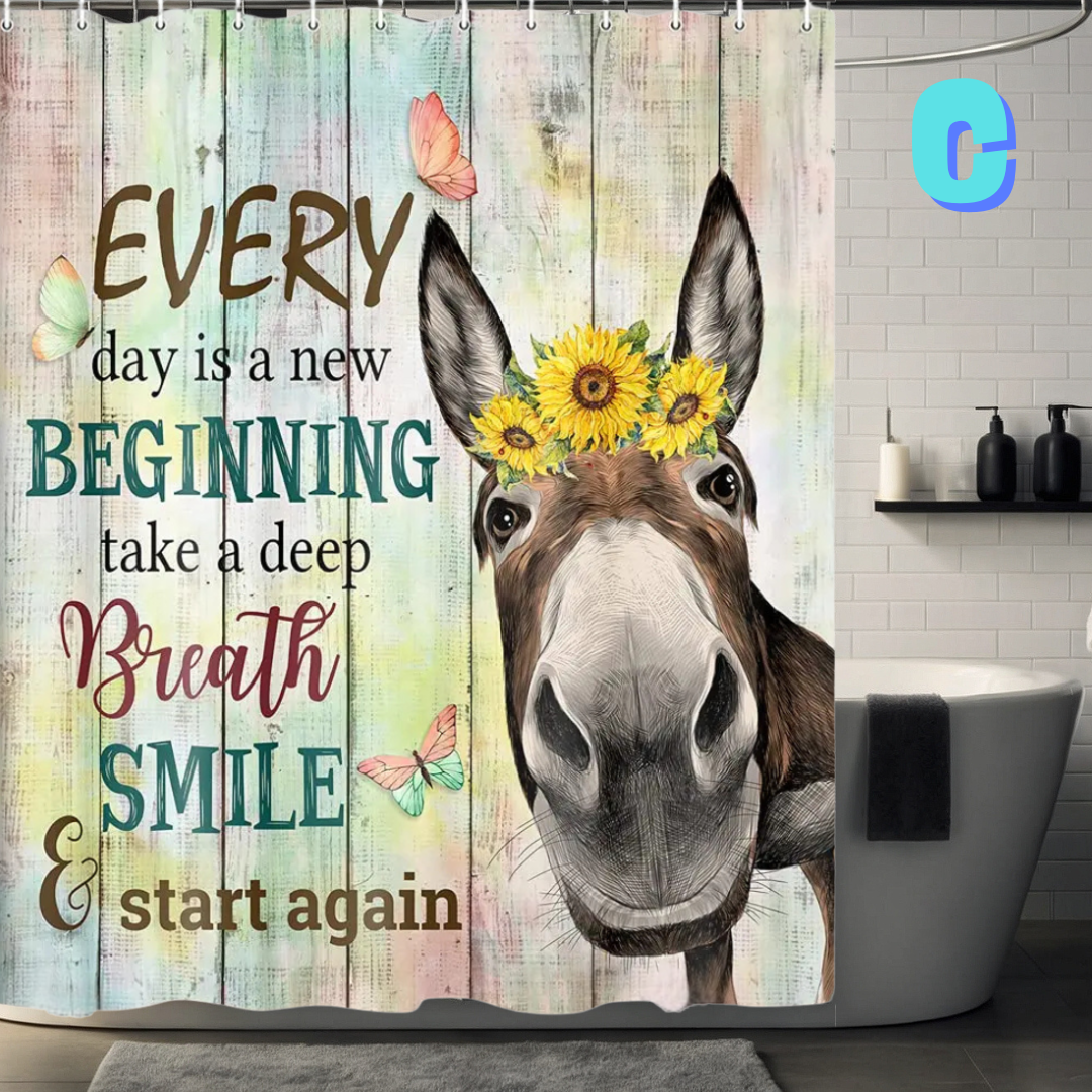 Funny Donkey shiplap Shower Curtain