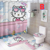 Thumbnail for Funny Hello Kitty Shower Curtain Set WITH SUNGLASSES
