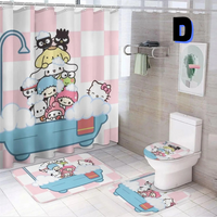Thumbnail for Funny Hello Kitty Shower Curtain Set WITH FRIENDS