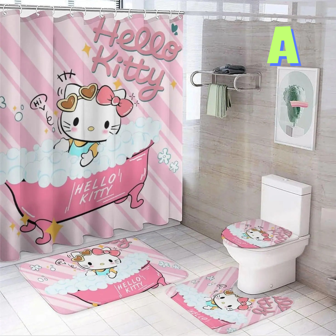 Funny Hello Kitty Shower Curtain Set