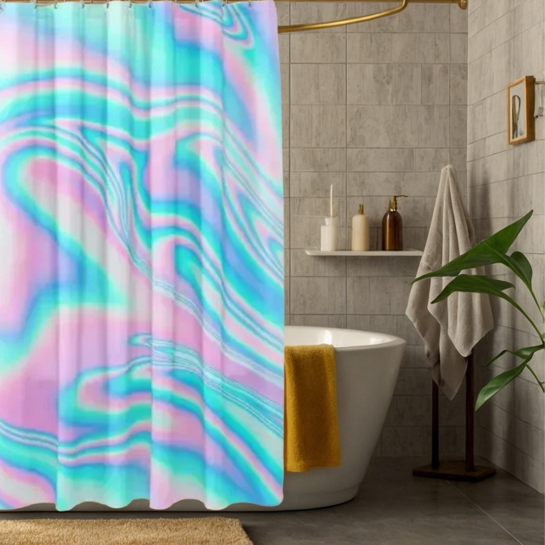 GlitterWave Blue Iridescent Shower Curtain