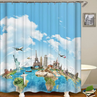 Thumbnail for Global Landmarks World Map Shower Curtain