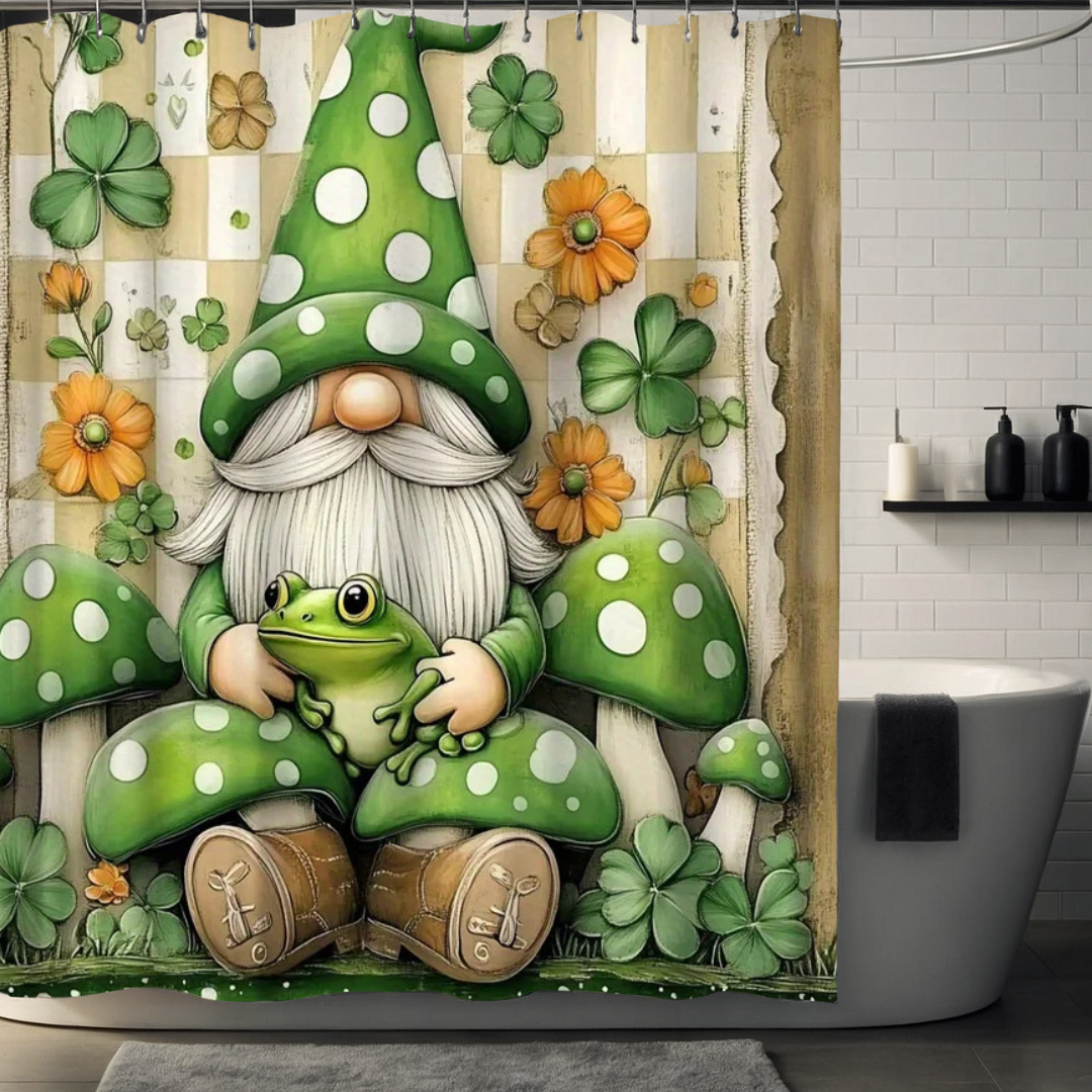 Gnome and Frog Shower Curtain