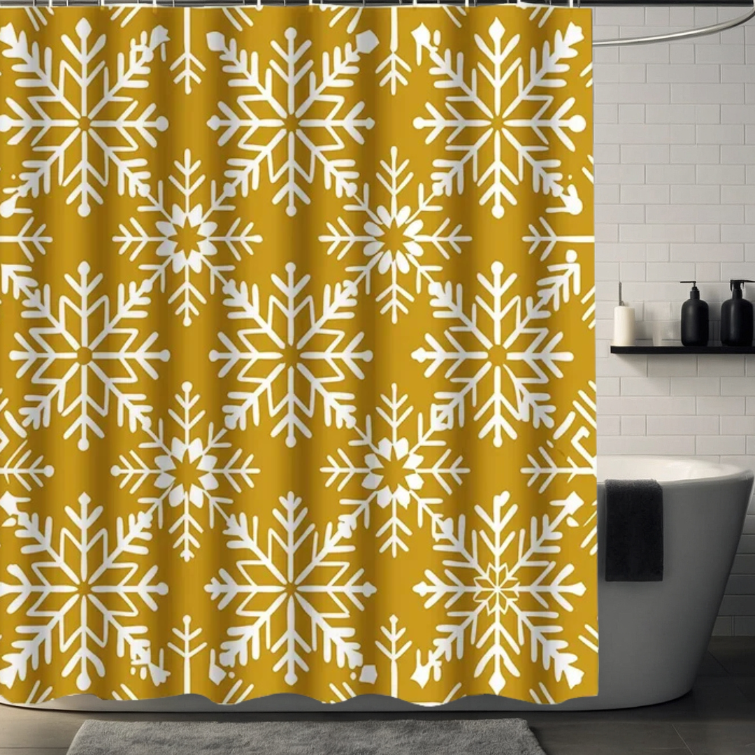 Gold Snowflake Shower Curtain