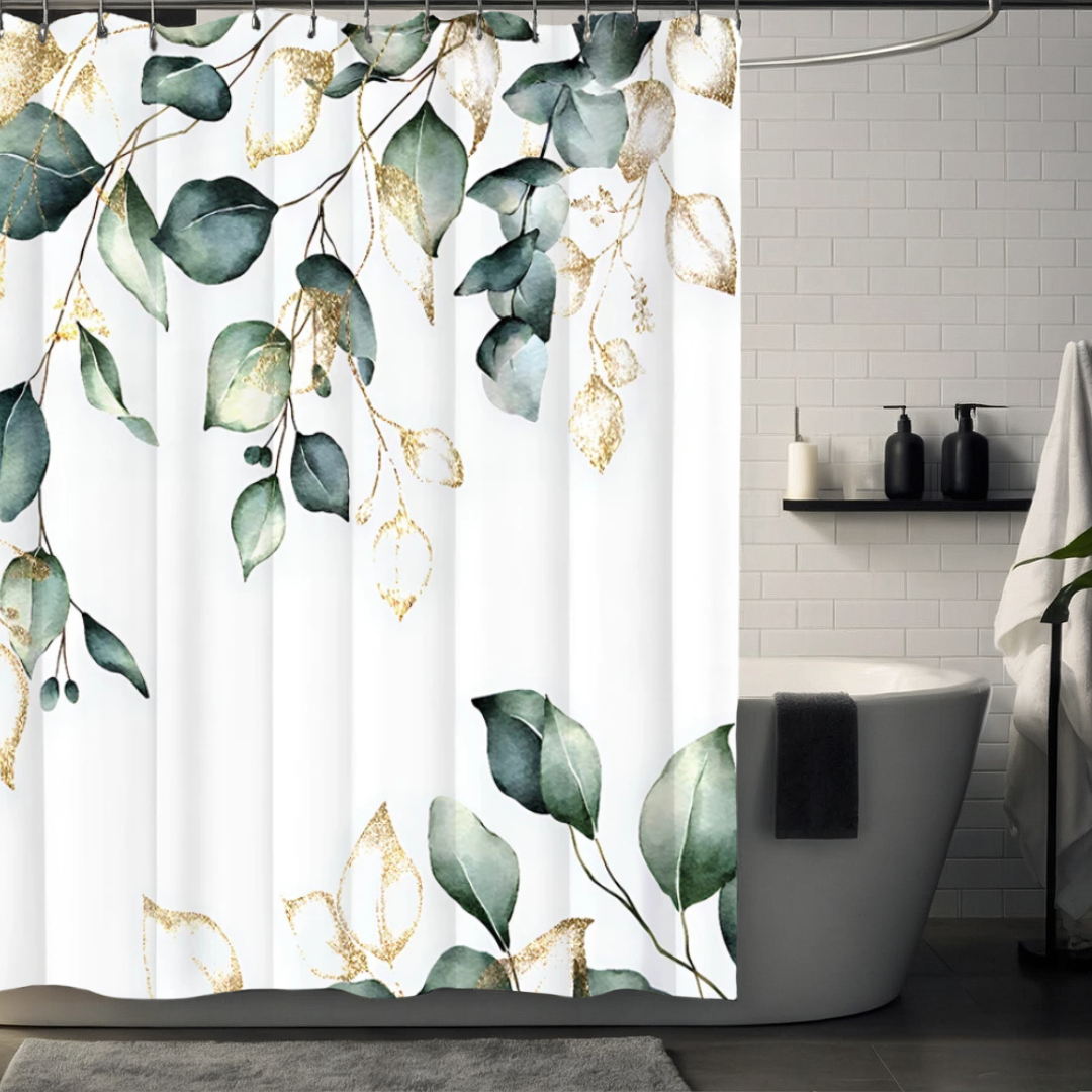 Golden Leaf Eucalyptus Shower Curtain