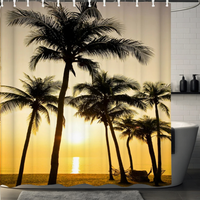 Thumbnail for Golden Sunset Palm Tree Shower Curtain