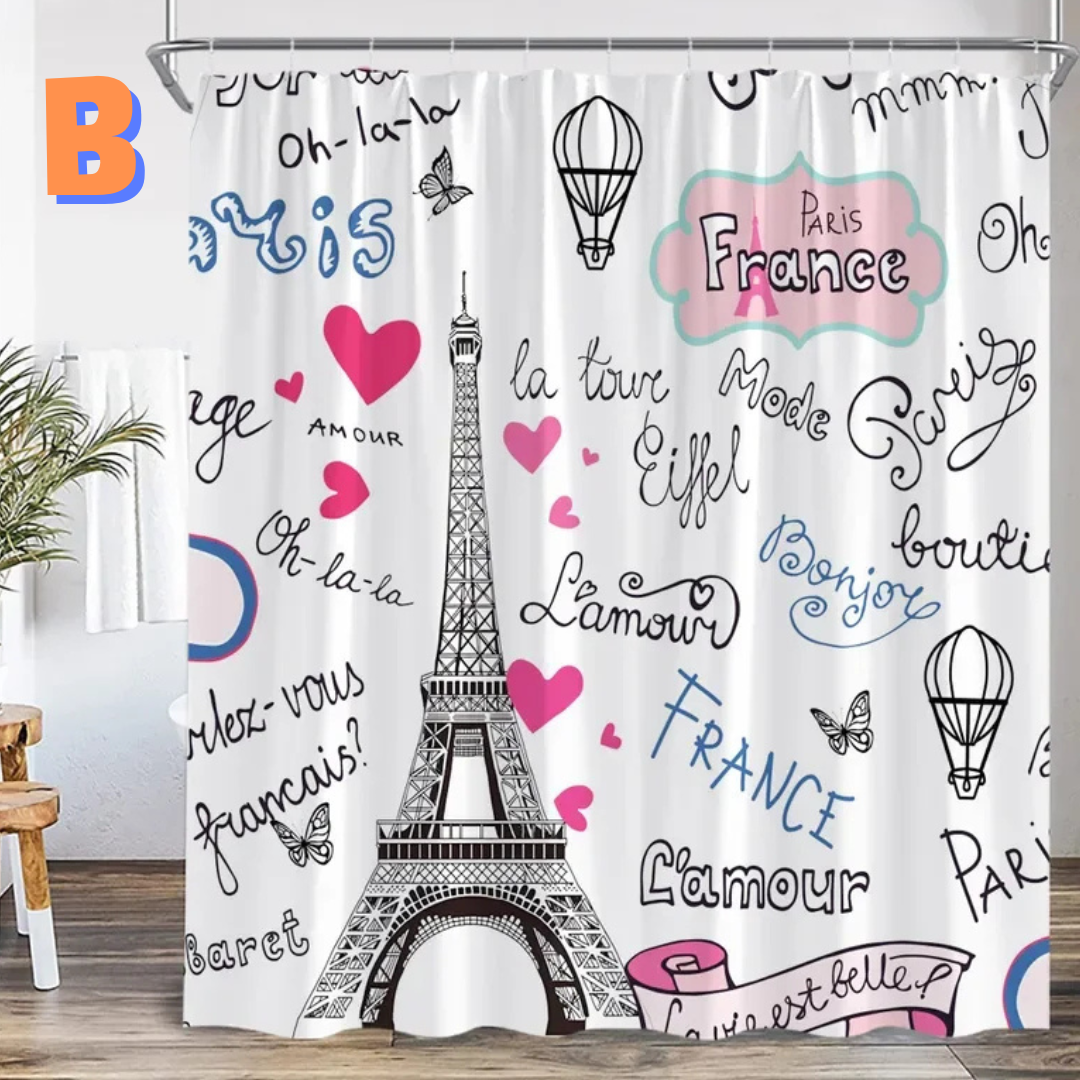 Graffiti Art Eiffel Tower Shower Curtain