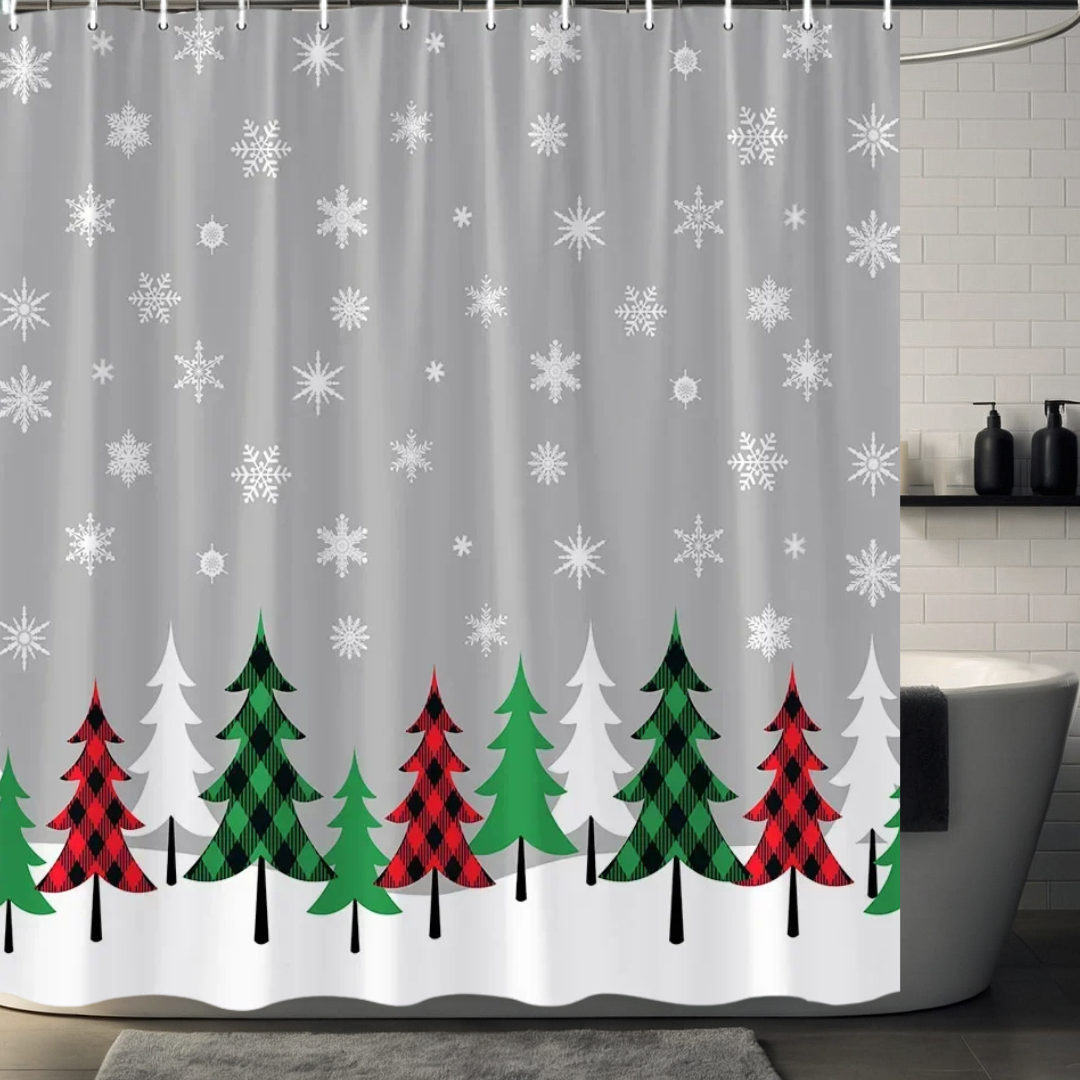 Gray Snowflake Shower Curtain