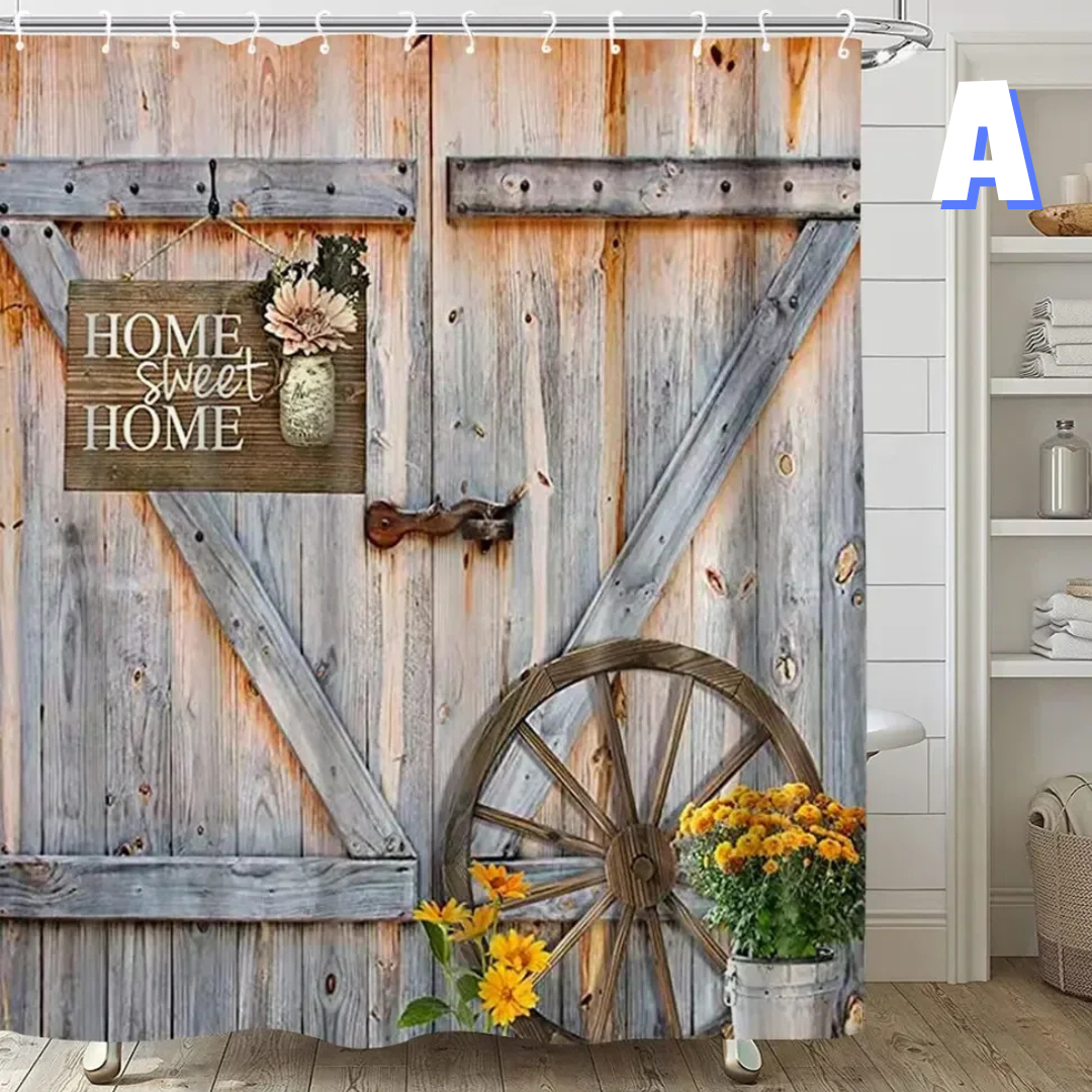 Gray Farmhouse Shower Curtain