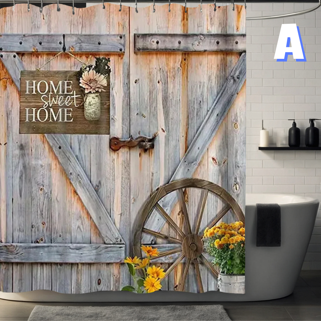 Gray Farmhouse Shower Curtain