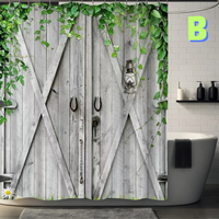Thumbnail for Gray Farmhouse Shower Curtain WITH GREEN LEAVES