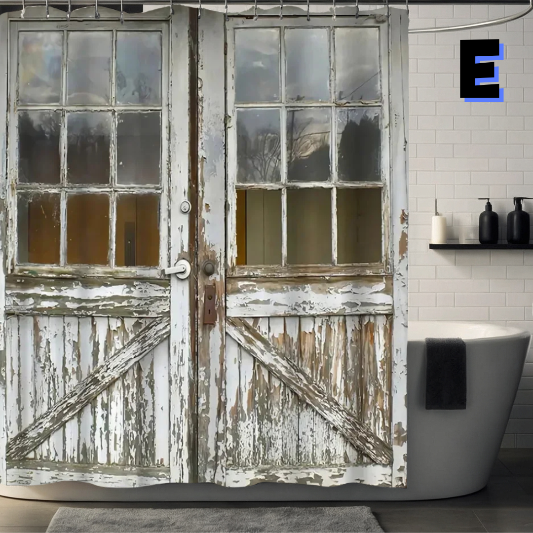 Gray RUSTIC Farmhouse Shower Curtain