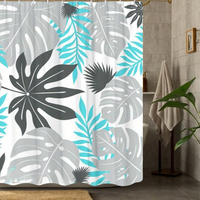Thumbnail for Gray Monstera Shower Curtain
