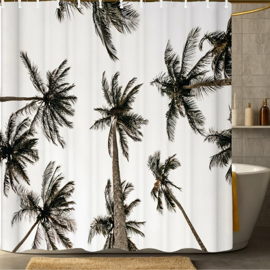 Gray Palm Tree Shower Curtain