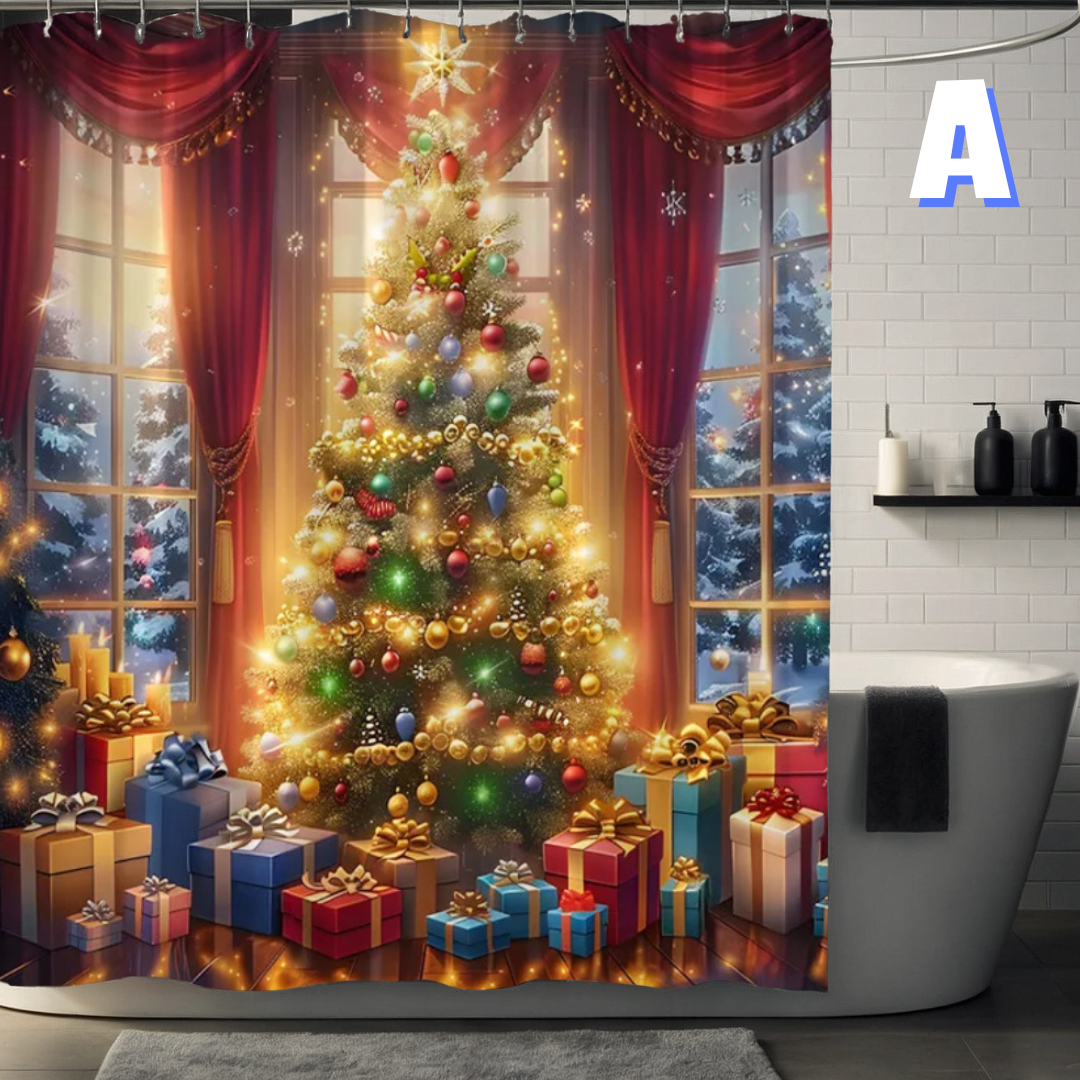 Green Christmas Tree Shower Curtain