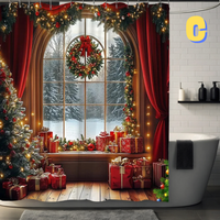 Thumbnail for modern green christmas tree shower curtain